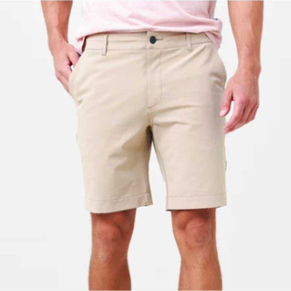 Faherty Island Life Shorts 8" Organic Cotton Tan Khaki Chino MBS2203 Mens Sz 35 - Picture 1 of 10